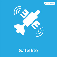 Sticker - Satellite icon isolated on blue background