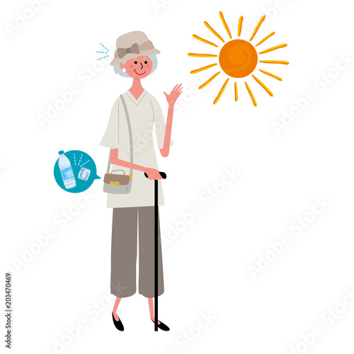 熱中症対策 シニア 女性 イラスト Stock Vector Adobe Stock 熱中症対策 シニア 女性 イラスト Stock Vector Adobe Stock