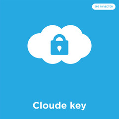 Wall Mural - Cloude key icon isolated on blue background