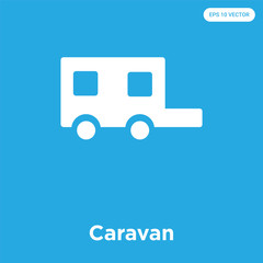 Wall Mural - Caravan icon isolated on blue background