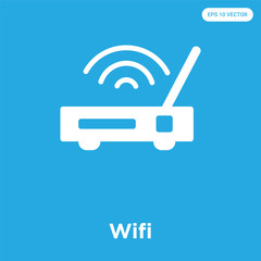 Wall Mural - Wifi icon isolated on blue background