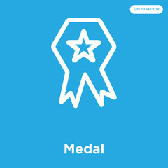 Wall Mural - Medal icon isolated on blue background