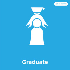 Wall Mural - Graduate icon isolated on blue background