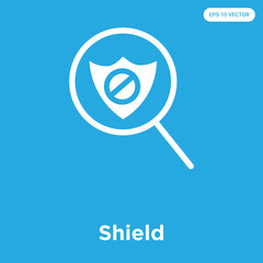 Canvas Print - Shield icon isolated on blue background