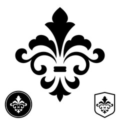 Black royal lily on a white background. Heraldic sign, logo