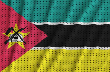 Poster - Mozambique flag printed on a polyester nylon sportswear mesh fabric with some folds