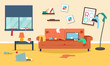 © lioputra - Messy room flat illustration