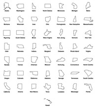 States Silhouette Outline Icons