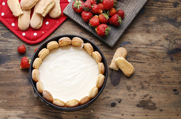 Wall Mural - Making strawberry cheese cake.