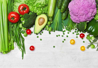 Wall Mural - Healthy Food. Fresh Organic Vegetables On White 