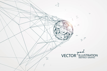 The ball into the goal moment, the network connection formed the graphic design.