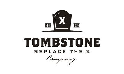 Tombstone Tomb Cemetery vintage label retro logo