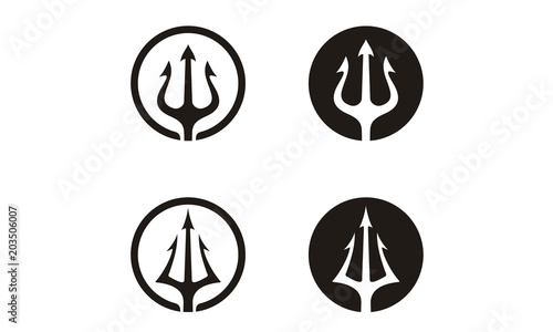 Fotomural Circular Trident Neptune God Poseidon Triton King Spear logo design