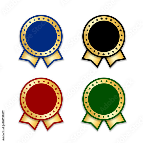 Award Ribbons Isolated Set Gold Design Medal Label Badge