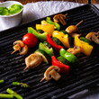 rustic vegetable shashlik with green asparagus and paprika