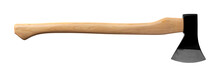Black Ax With Wooden Handle Isolated On White
