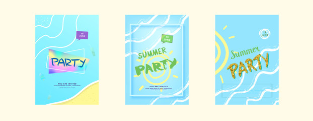 Summer Party flyers. Vector illustration.