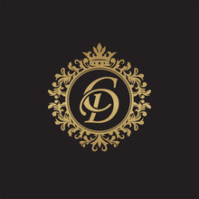 Initial Letter CD, Overlapping Monogram Logo, Decorative Ornament Badge, Elegant Luxury Golden Color