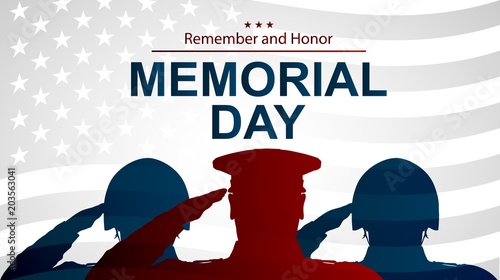 Fotomural Soldiers silhouette saluting the USA flag for memorial day