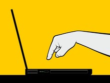 Finger Pressing Key In Laptop Keyboard