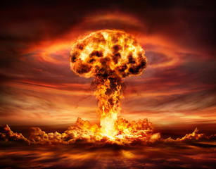 nuclear bomb explosion - mushroom cloud