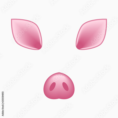 Pig face elements ears and nose. Selfie photo and video chart filter