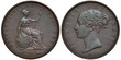 Great Britain British coin 1/2 half penny 1853, seated Britannia holding trident and oval shield, clover, rose and thistle below, head of Queen Victoria left, date below,