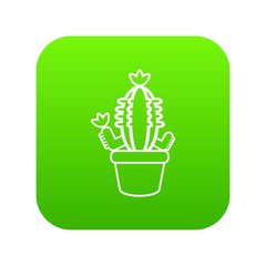 Poster - Pot cactus icon green vector isolated on white background