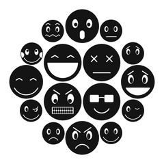 Canvas Print - Emoticon icons set in simple style for any design