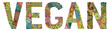 Word vegan. Vector decorative zentangle object