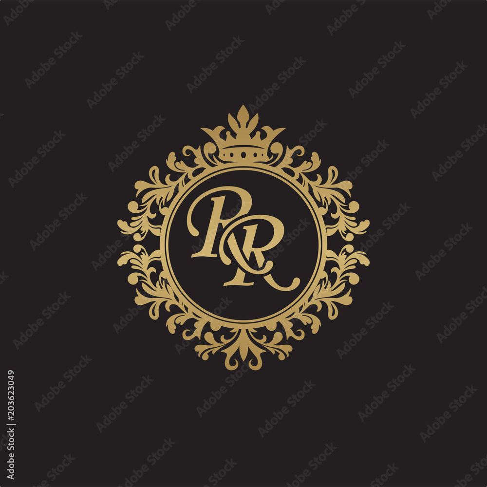 R R Initials Overlap Initial letter RR, overlapping monogram logo, decorative ornament badge ...