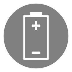 Canvas Print - Battery with plus minus symbols. Round button. Vector icon.