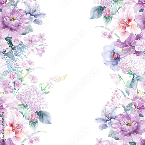 Dekoracja na wymiar  fioletowy-kwiat-rozy-akwarela