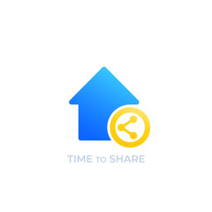 Sticker - home sharing vector logo, icon on white