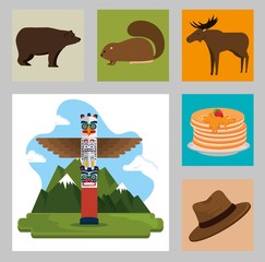 Sticker - canadian culture set icons vector illustration design