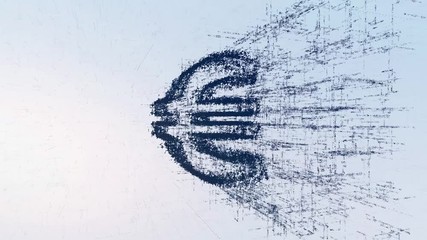 Wall Mural - Intro animation of the euro. Abstract money consisting of software code in a bright space