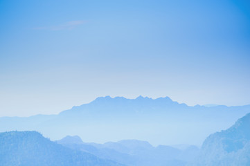 Wall Mural - blue sky wih view of beautiful mountain range ,chiang mai in thailand