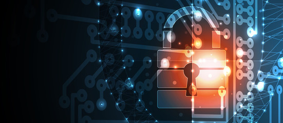 Cyber security and information or network protection. Future technology web services for business and internet project