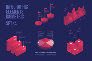 Wall Mural - set of colorful infographic vector elements: presentation graphics, statistics of data and diagrams.