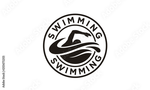 Fotografía Swimming Sport Stamp Sticker Emblem Label logo design inspiration