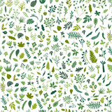 Fototapeta Młodzieżowe - Vector nautical seamless background pattern with hand drawn beautiful leaves, plants, flowers