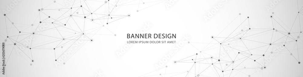 Vector banner design, network connection with lines and dots - obrazy, fototapety, plakaty 