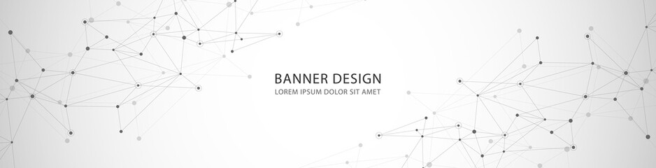 vector banner design, network connection with lines and dots