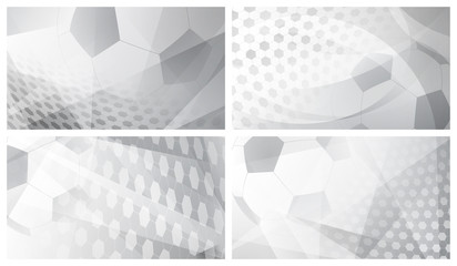 Wall Mural - Set of four football or soccer abstract backgrounds with big ball in gray colors