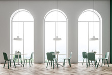 White Arched Window Cafe Interior