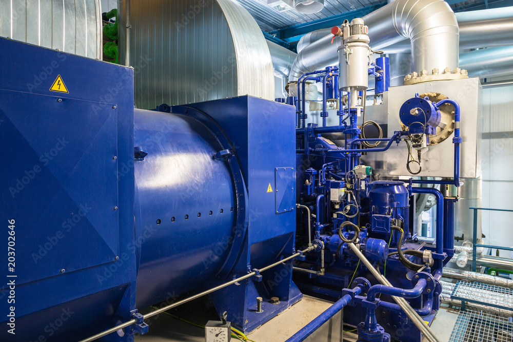Steam turbine in a biofuel power plant Stock Photo | Adobe Stock