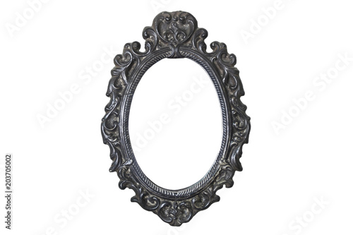 Old Black Metal Mirror On White Background This Stock Photo Old Black Metal Mirror On White