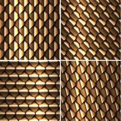 Wall Mural - et of four seamless metallic backgrounds with glossy golden pattern