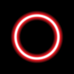 Canvas Print - red neon circle set isolated on black background