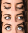 © luismolinero - Set of Macro - Close up of woman eyes looking up, lateral and down
